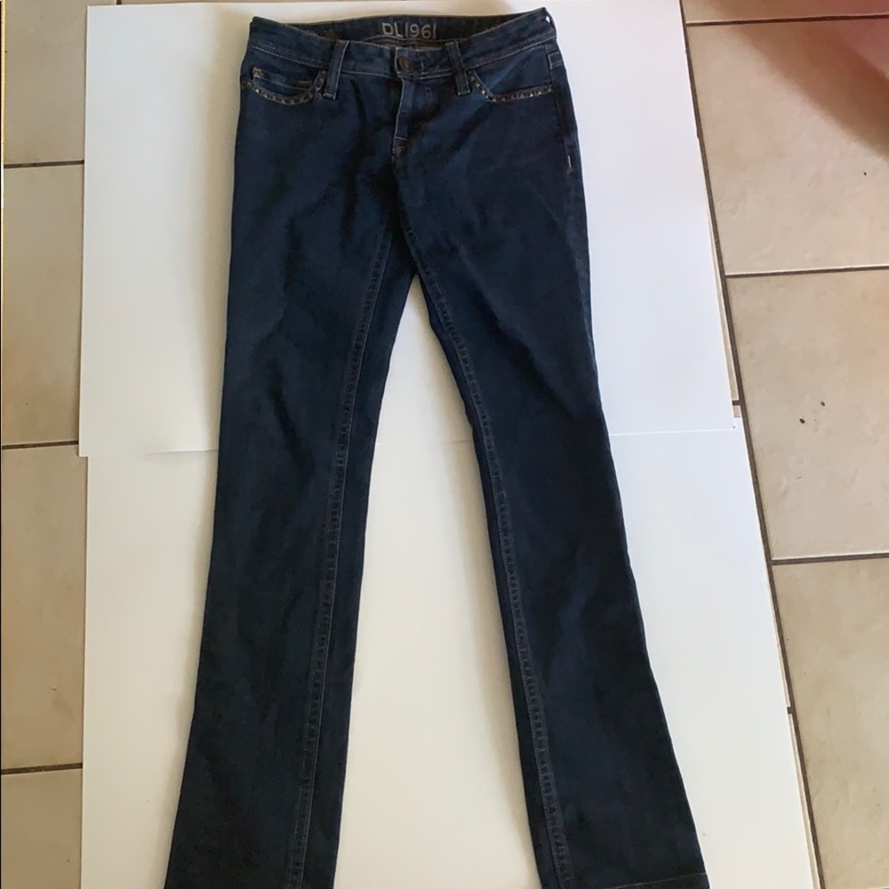 DL 1961 Kate studded pocket slim cut jeans